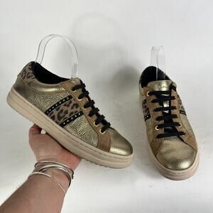 GEOX Respira Sneakers Women's 8 Metallic Gold Lace Up Low Top Running Shoes
